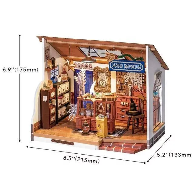Magic Emporium DIY Doll House Kit - Wizard School Office Miniature - Magical Room Miniature - Dollhouse Miniature With Furniture