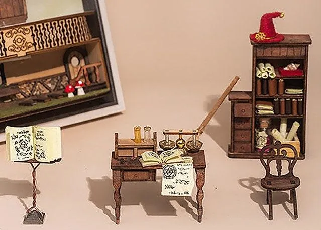 Magic Room Miniature Frame Wizard School Office Miniature Dollhouse Magic School Doll House Potter Heads Birthday Gift Adult Craft