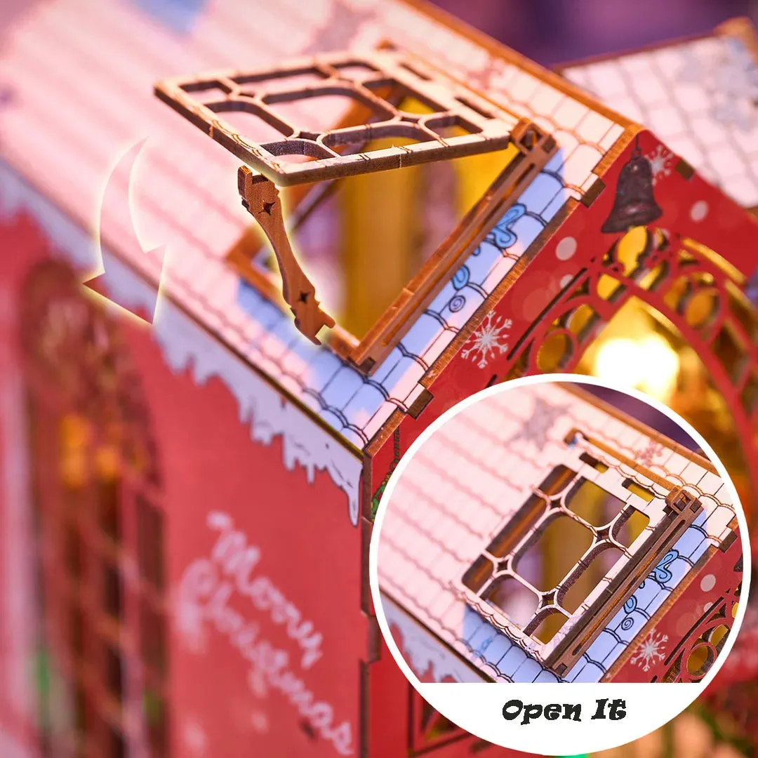 Merry Christmas: Festive Diorama Eco-Friendly Wood LED Book Nook Kit