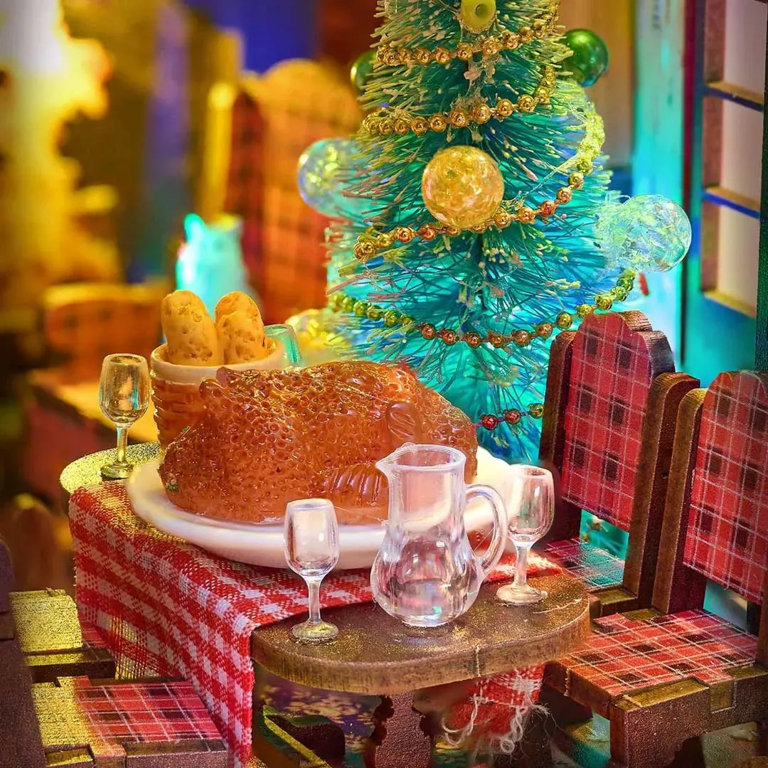 Merry Christmas: Festive Diorama Eco-Friendly Wood LED Book Nook Kit
