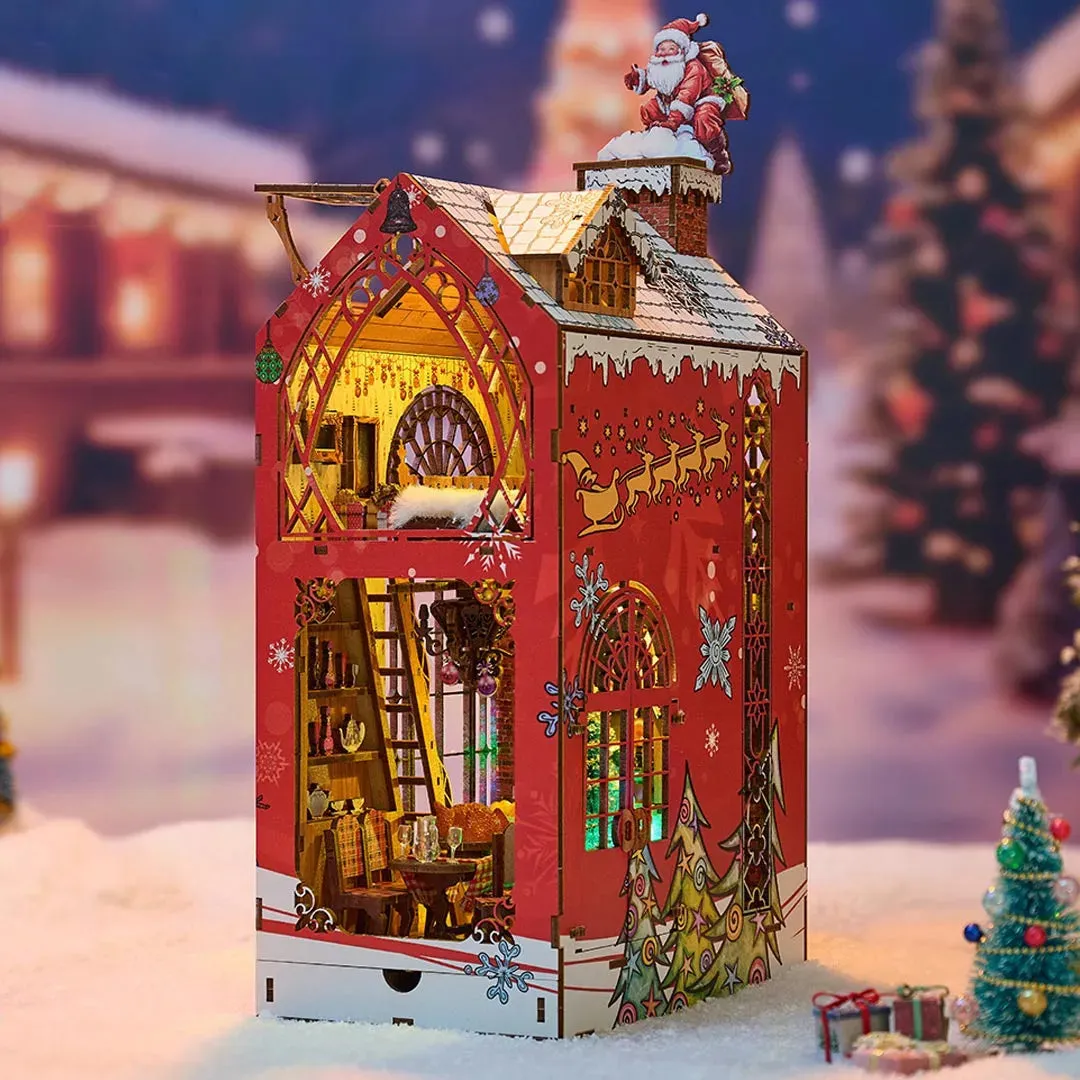 Merry Christmas: Festive Diorama Eco-Friendly Wood LED Book Nook Kit