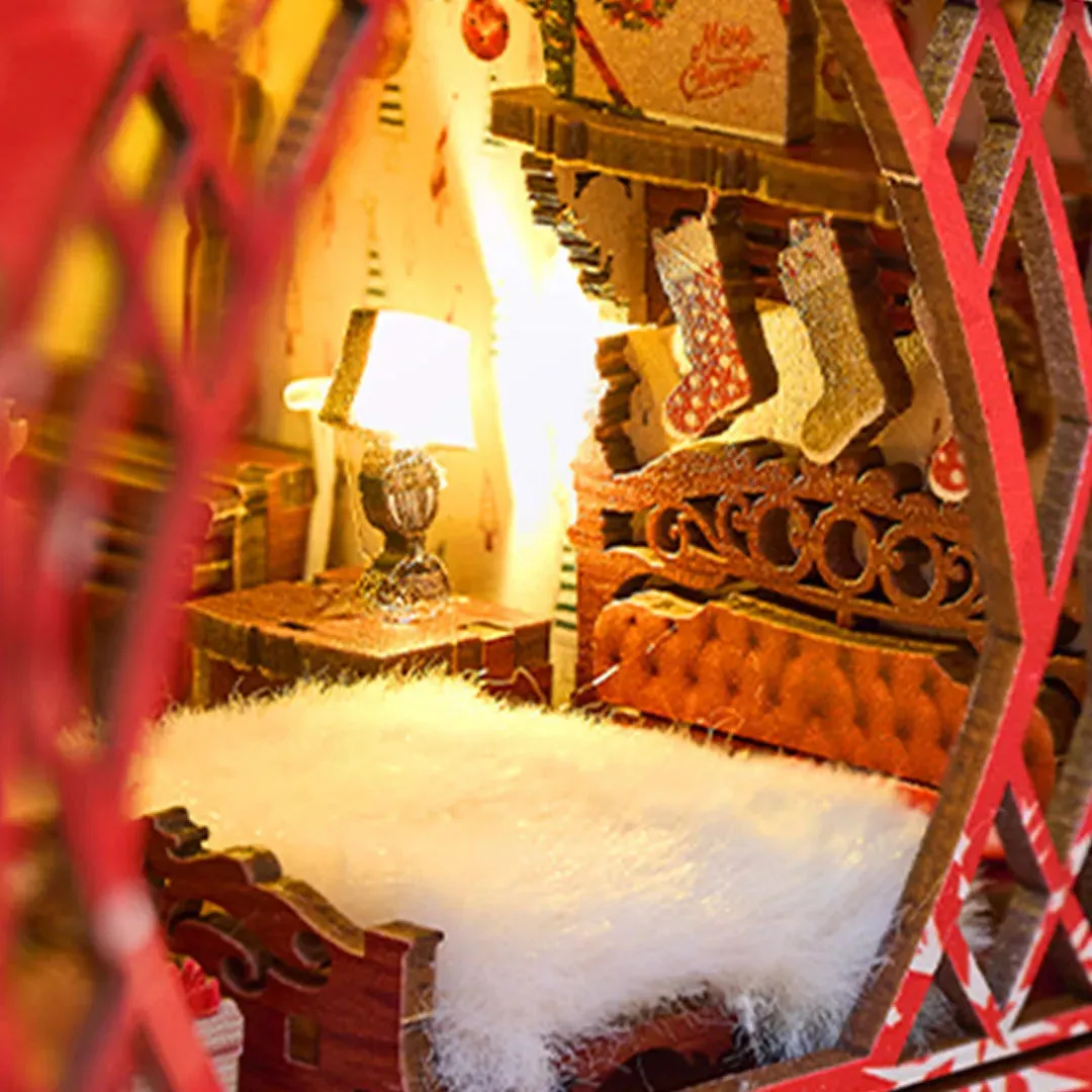 Merry Christmas: Festive Diorama Eco-Friendly Wood LED Book Nook Kit