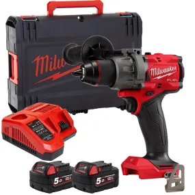 Milwaukee M18FPD3-0X 18V Fuel Combi Drill with 2 x 5.0Ah Batteries Charger & Case