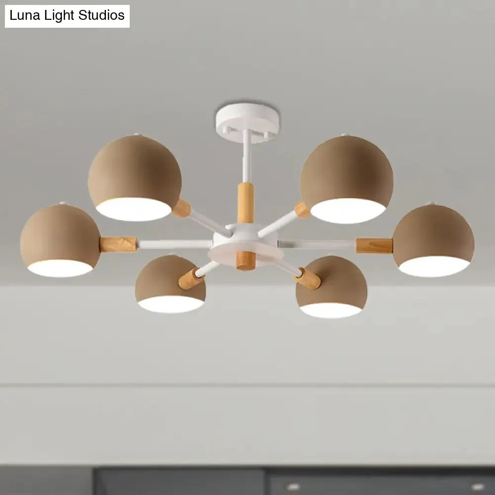 Modern Orb Hanging Chandelier with 6 Lights - Metal Pendant Fixture for Living Room