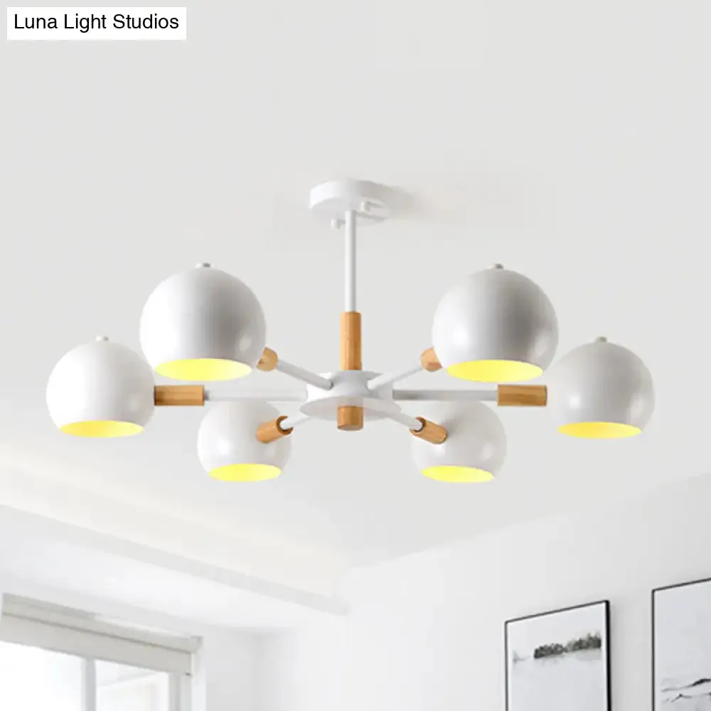 Modern Orb Hanging Chandelier with 6 Lights - Metal Pendant Fixture for Living Room