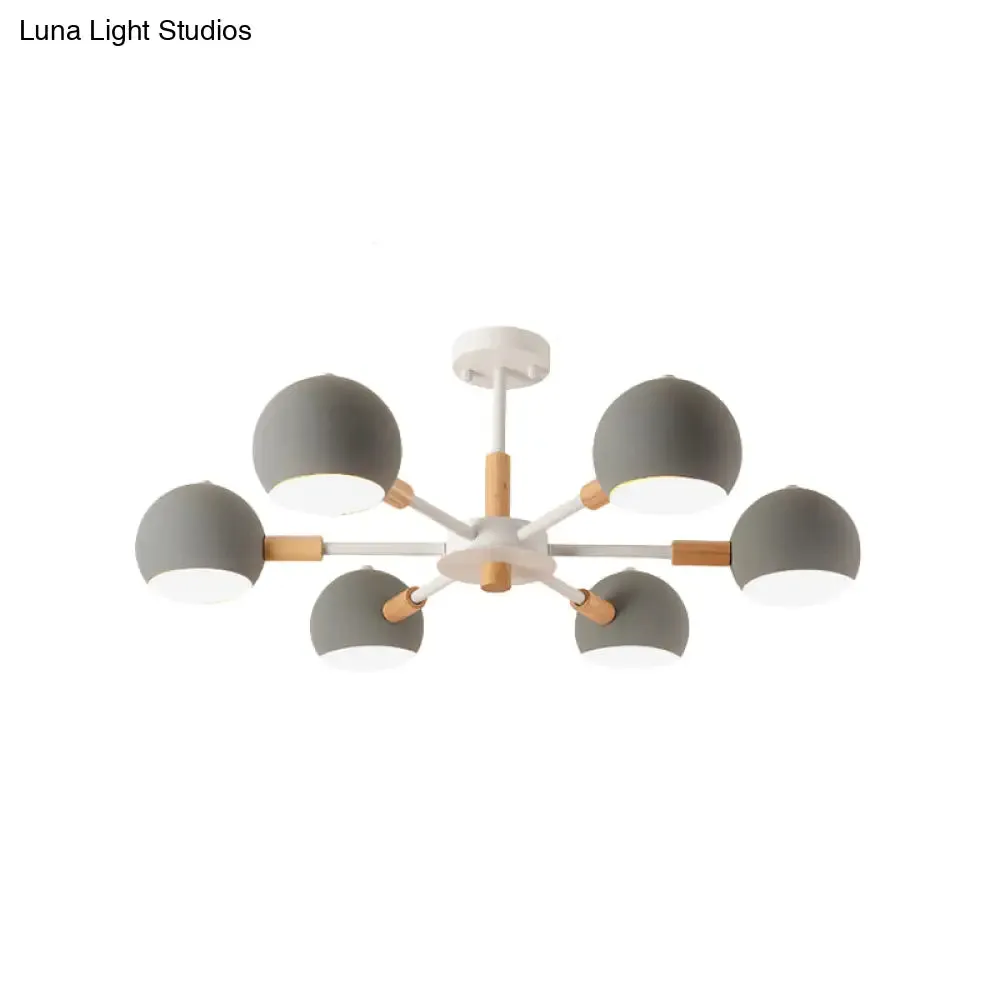 Modern Orb Hanging Chandelier with 6 Lights - Metal Pendant Fixture for Living Room
