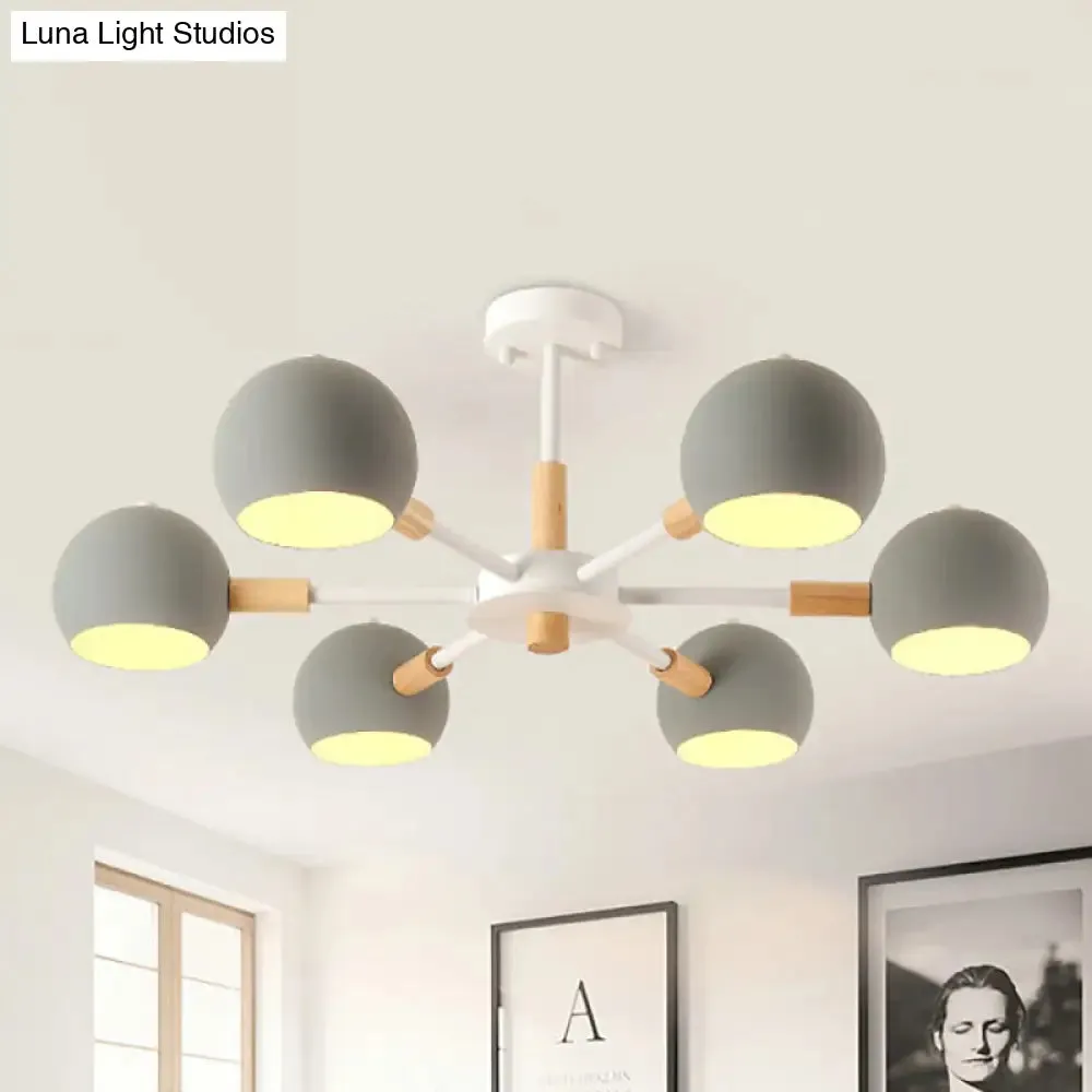 Modern Orb Hanging Chandelier with 6 Lights - Metal Pendant Fixture for Living Room