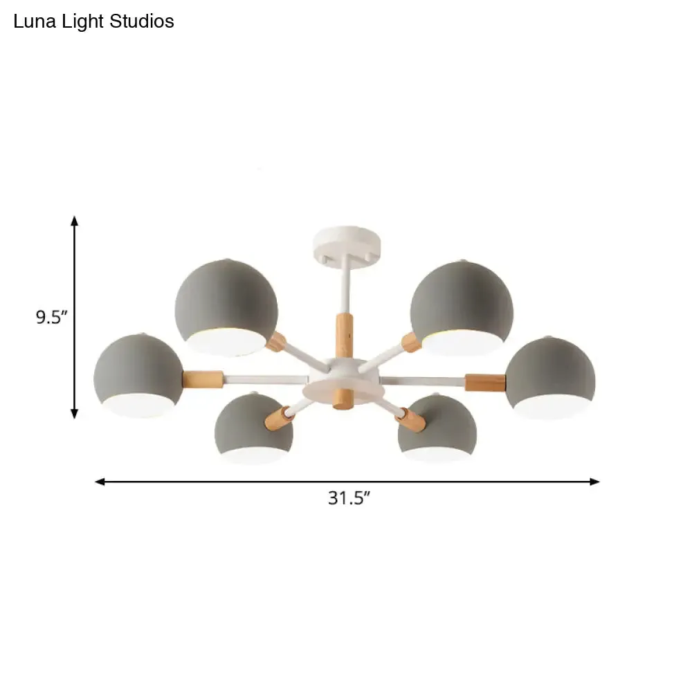 Modern Orb Hanging Chandelier with 6 Lights - Metal Pendant Fixture for Living Room