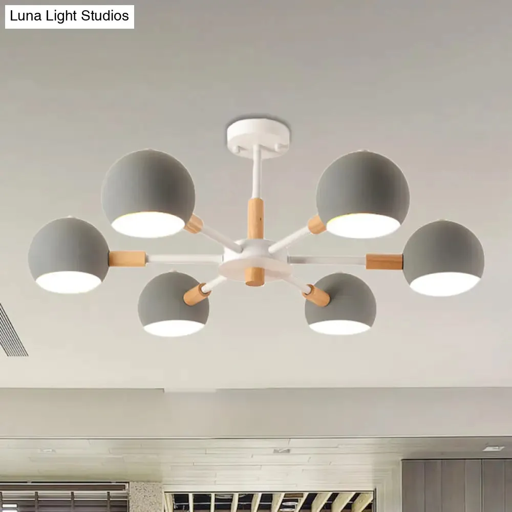 Modern Orb Hanging Chandelier with 6 Lights - Metal Pendant Fixture for Living Room