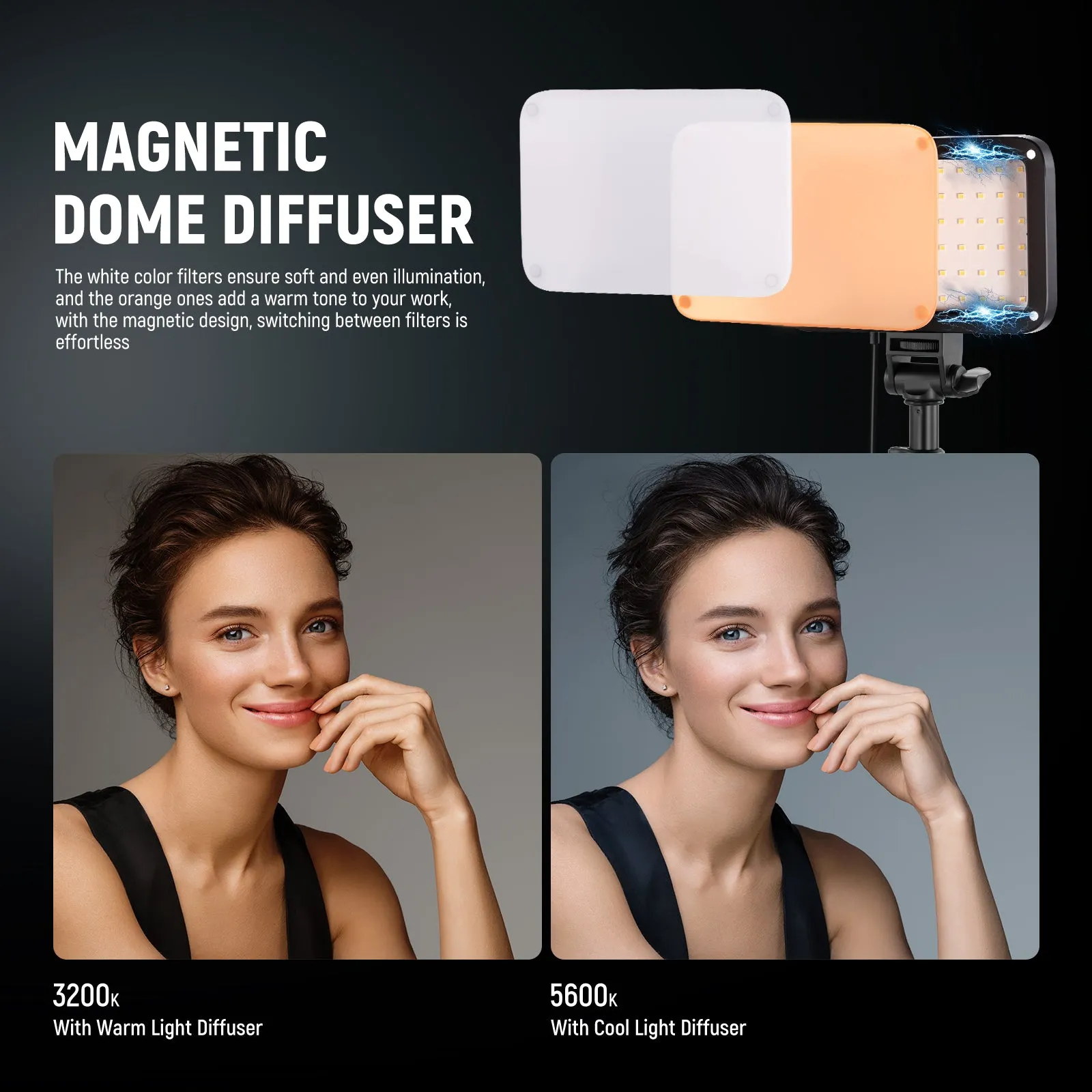 NEEWER BP66 Basic 2 Pack Bi Color Video Light Panel Lighting Kit