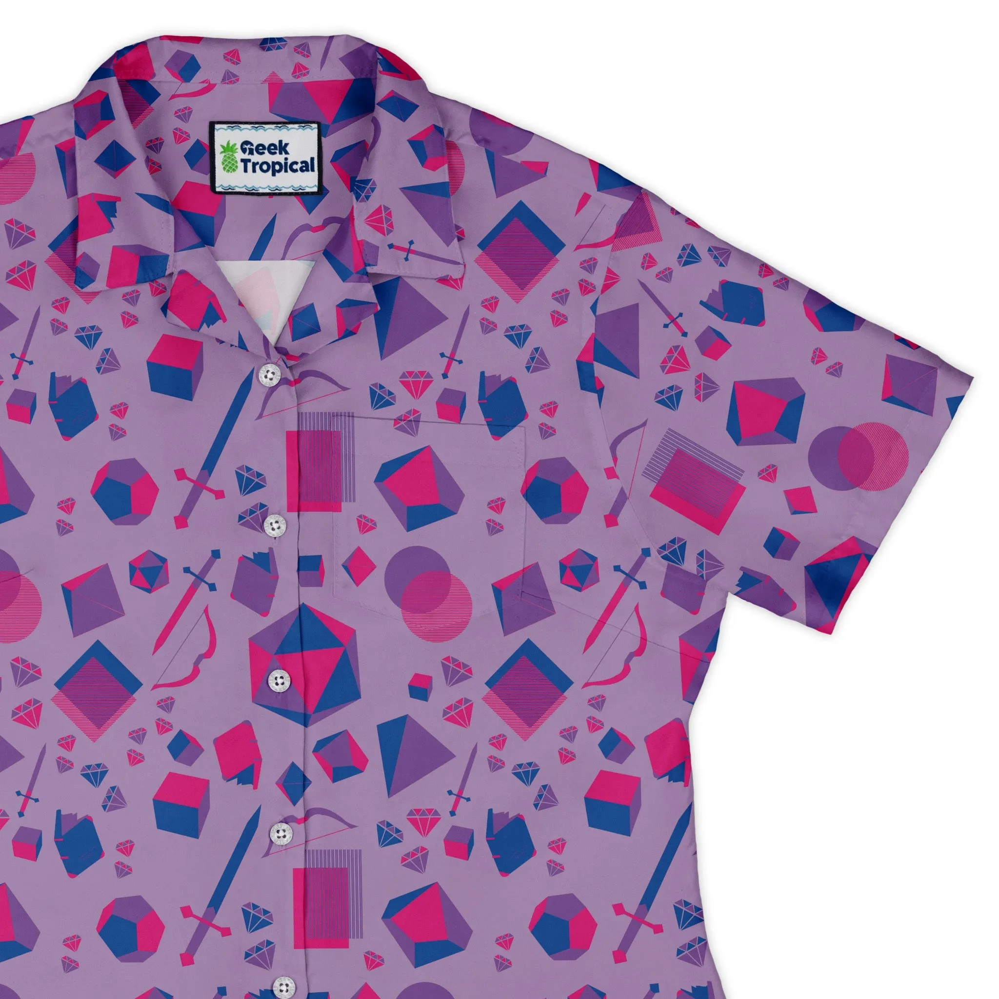 Pink Blue and Bisexual Colors Tabletop RPG Items Dnd Curvy Button Up Shirt