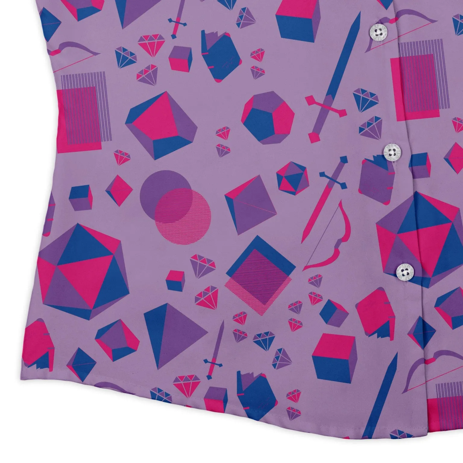 Pink Blue and Bisexual Colors Tabletop RPG Items Dnd Curvy Button Up Shirt