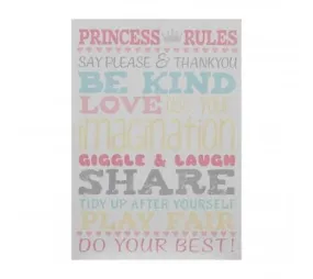 Premier Wall Plaque - Kids Princess Rules 20 x 28 cm