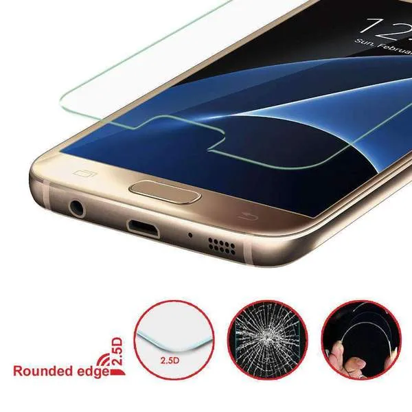 Premium Case Friendly Tempered Glass Screen Protector for Samsung GALAXY S7 - Clear - pack of 5