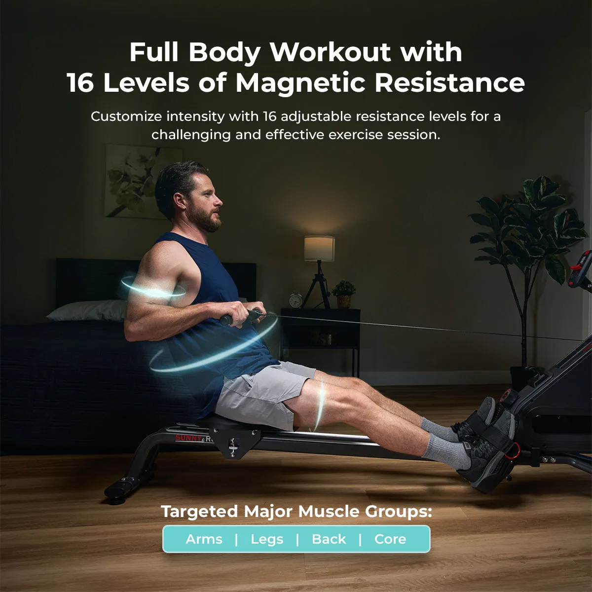 Premium Smart Ultra Quiet Dual Slide Rail Magnetic Rowing Machine