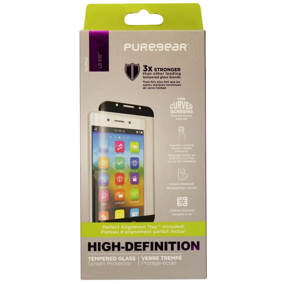 PureGear High Definition Tempered Glass Screen Protector for the LG V30 - Clear