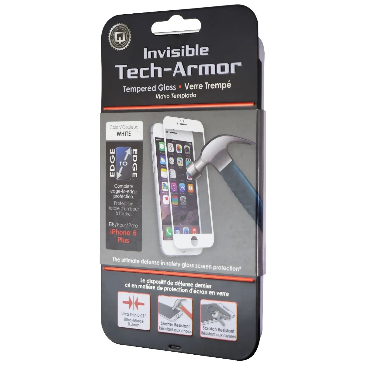 Qmadix Invisible Edge-to-Edge Tempered Glass for iPhone 6 Plus - White/Clear