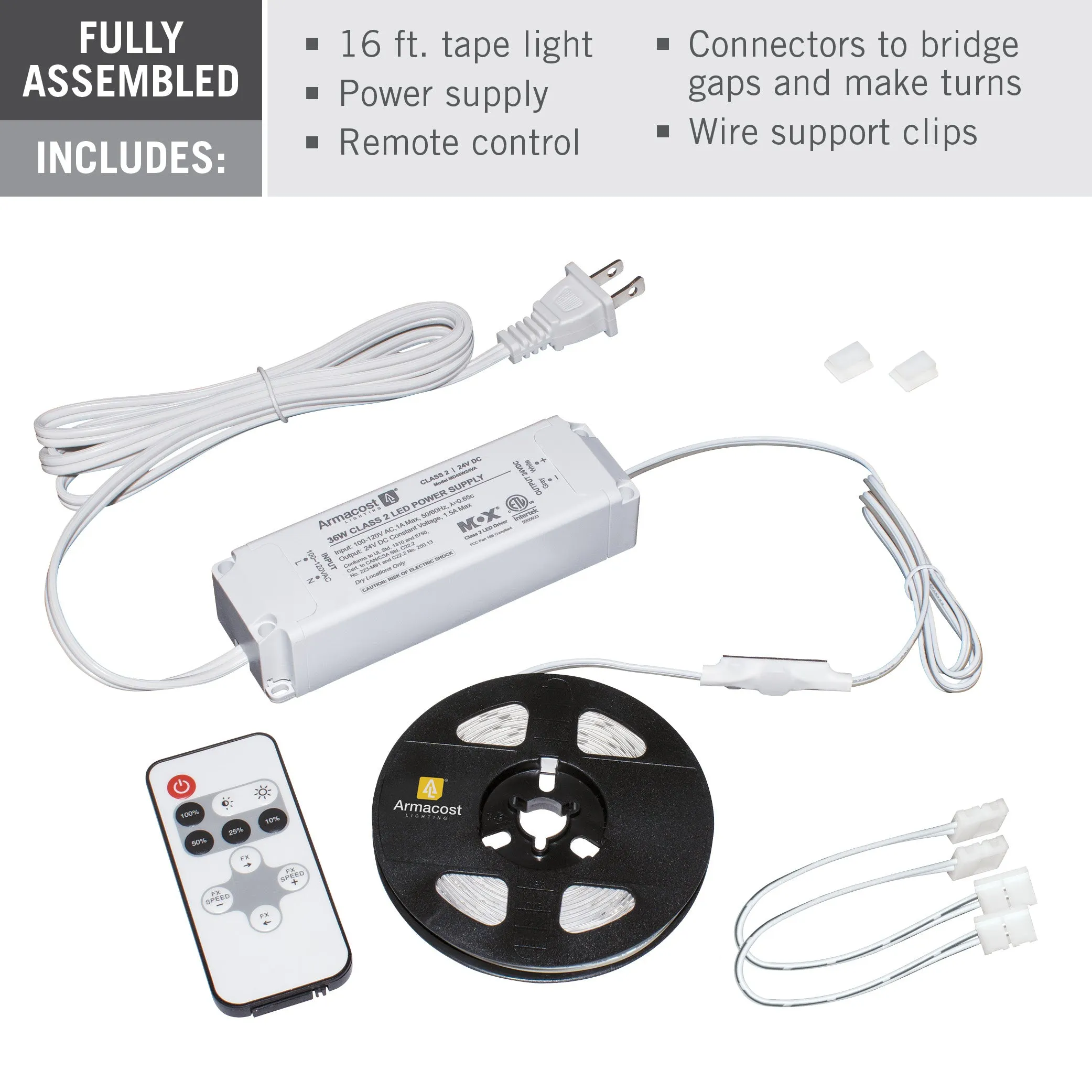 RibbonFlex Home 24V Dim-to-Warm White LED Strip Light Kit