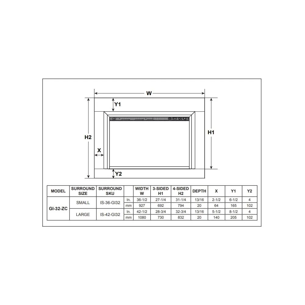 SimpliFire 32-In Built-In Electric Fireplace Insert with Large Surround Trim