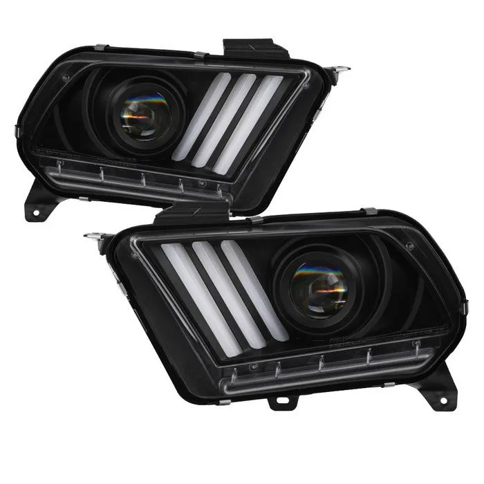 Spyder Ford Mustang 10-14 SEQ LED Bar Pro Headlights Black