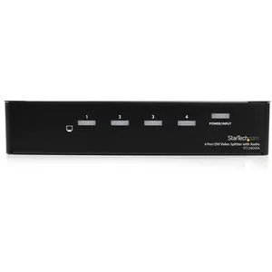 StarTech.com 4 Port DVI Video Splitter with Audio - 1920 x 1200 - 10 m Maximum Operating Distance - Audio Line In - Audio Line Out - DVI In - DVI Out - Aluminium - TAA Compliant
