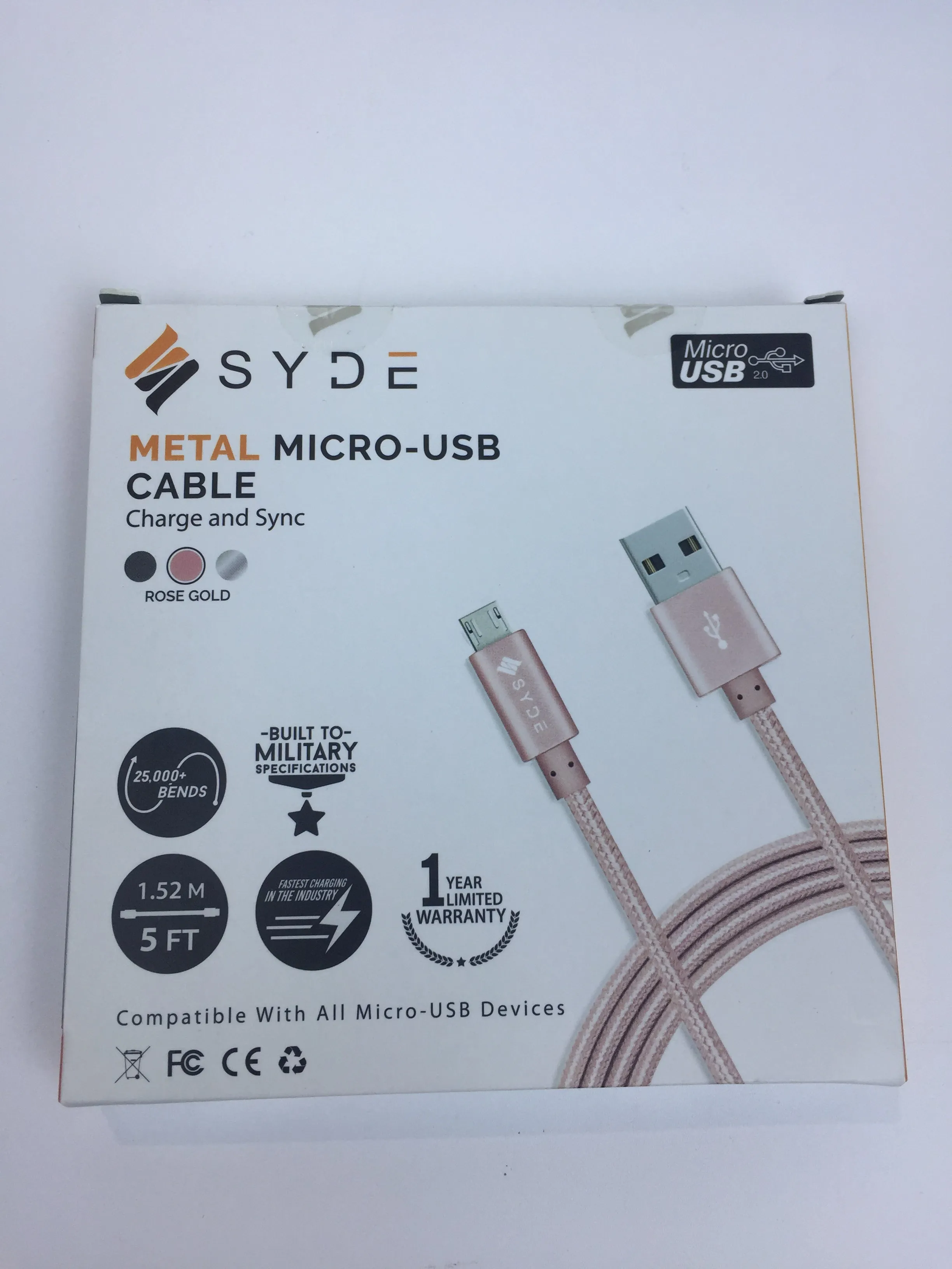 Syde Metal Micro Usb Cable Rose Gold Andoid