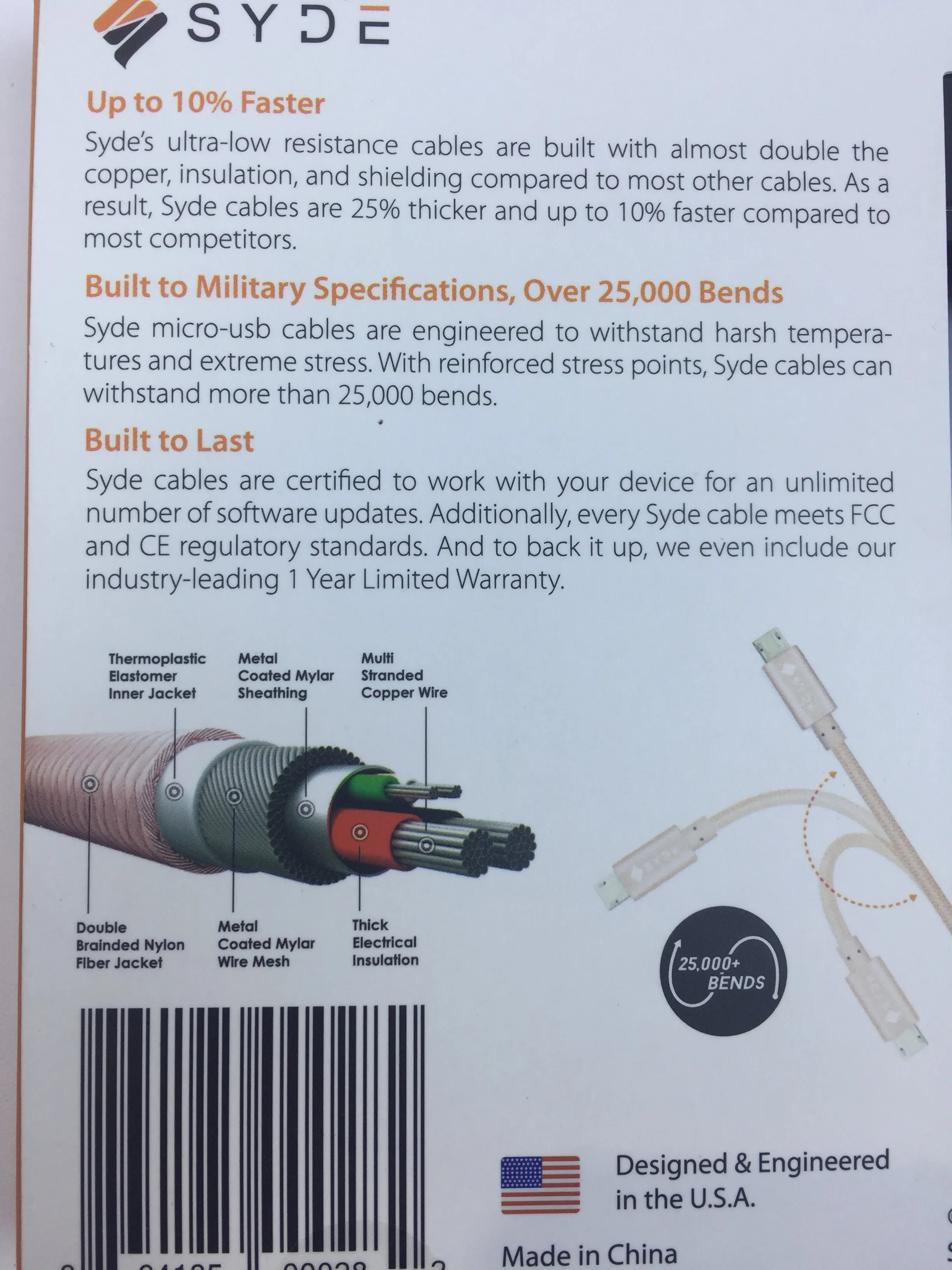 Syde Metal Micro Usb Cable Rose Gold Andoid