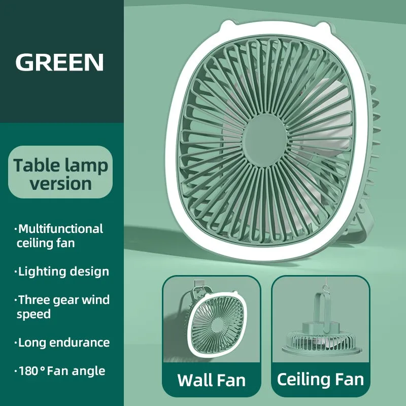Table Lamp and Desktop Fan Cooling Wind Rechargeable Wall Hanging Multifunction Portable Adjustable