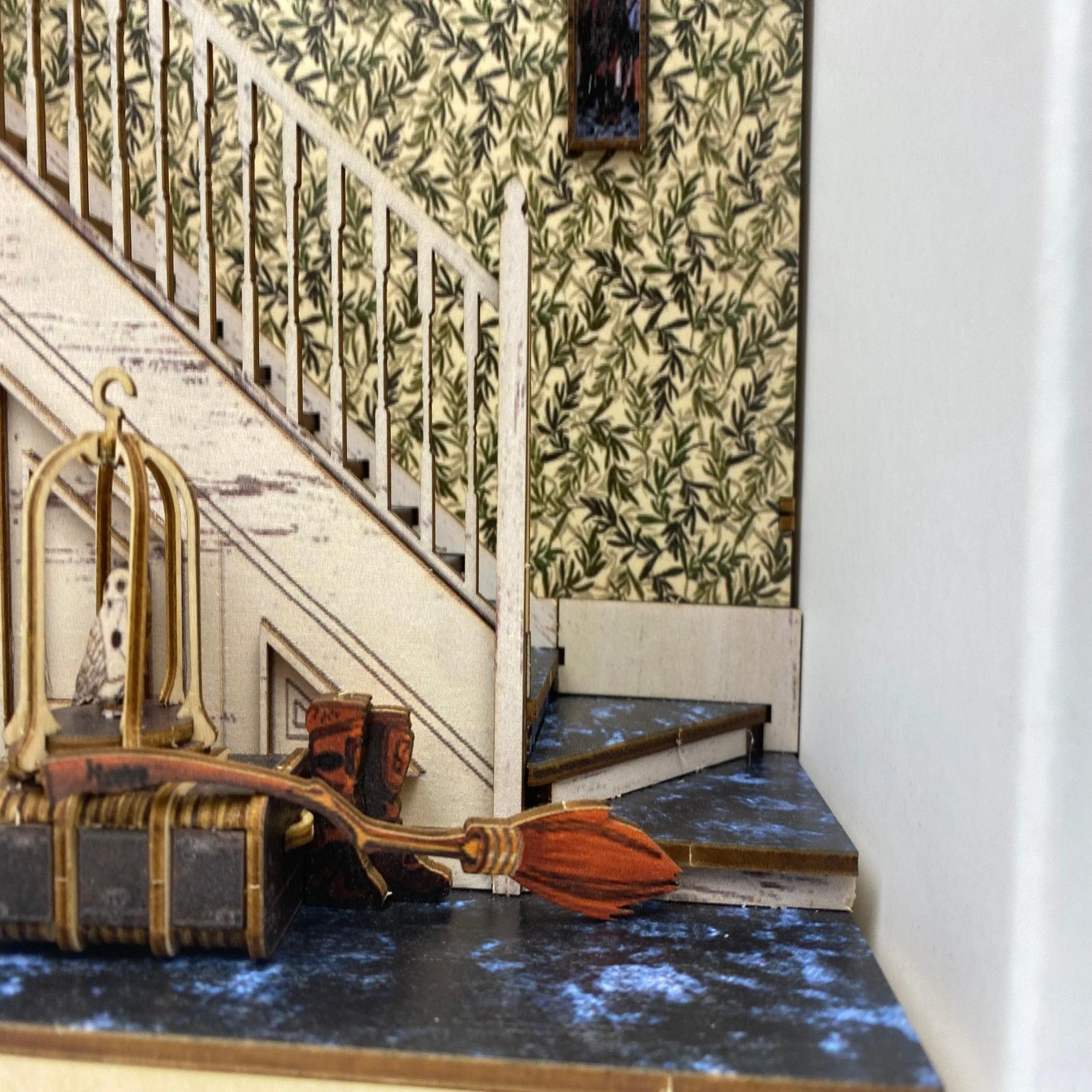 The Cupboard Under Stairs Book Nook - DIY Book Nook Kits - Wizard Alley Book Nooks Magic Alley Book Shelf Insert Book Scenery with LED