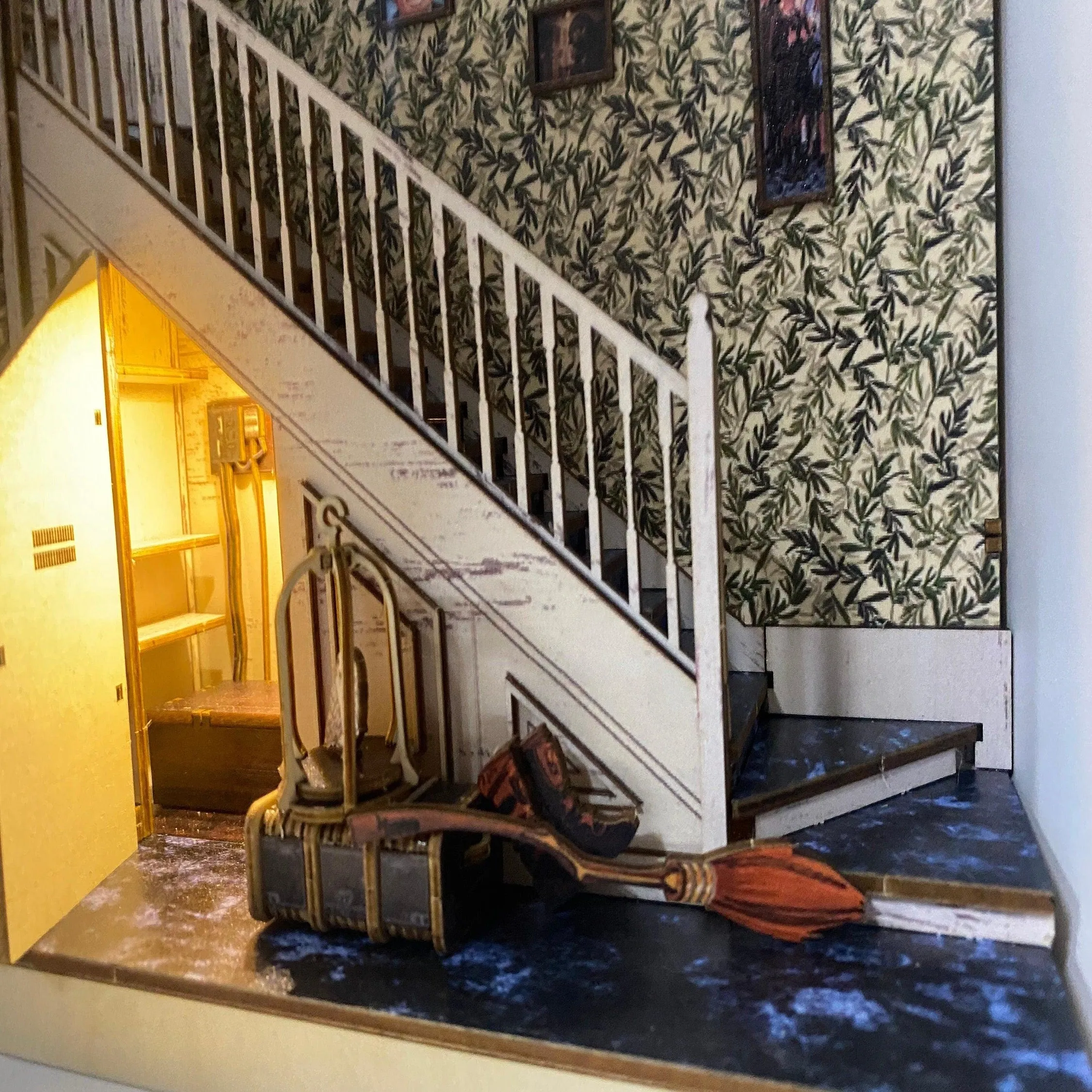 The Cupboard Under Stairs Book Nook - DIY Book Nook Kits - Wizard Alley Book Nooks Magic Alley Book Shelf Insert Book Scenery with LED