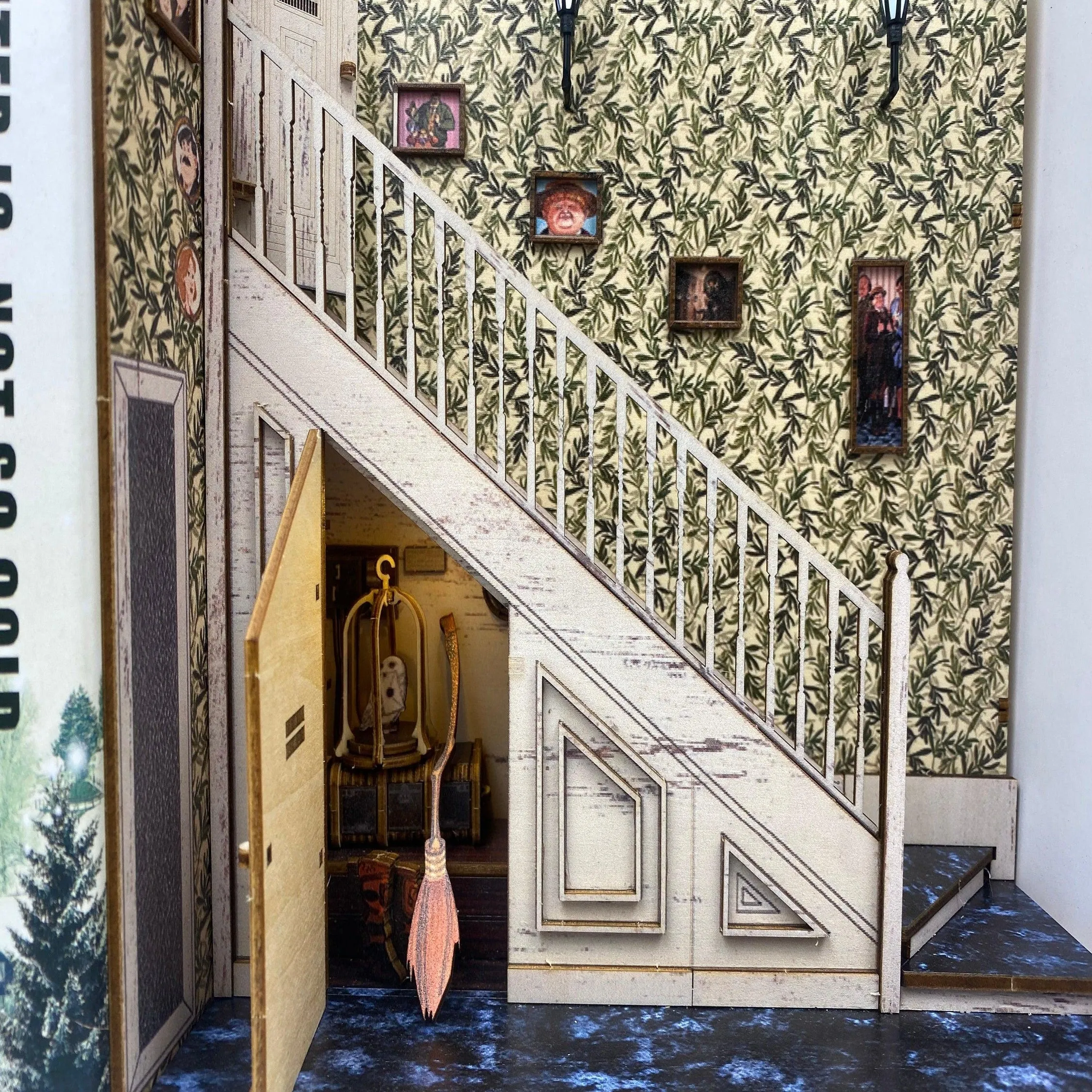 The Cupboard Under Stairs Book Nook - DIY Book Nook Kits - Wizard Alley Book Nooks Magic Alley Book Shelf Insert Book Scenery with LED