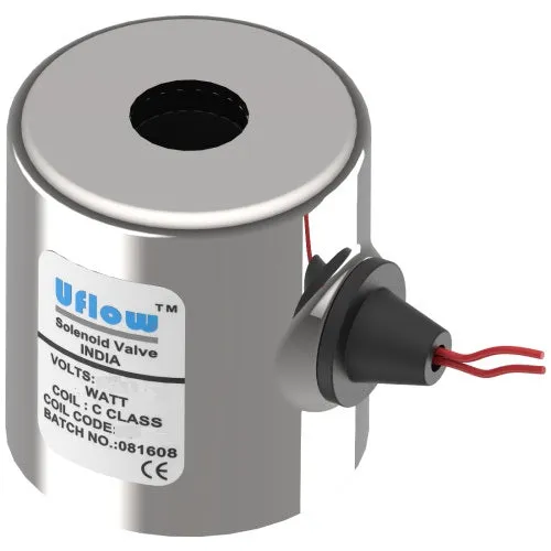 Uflow Solenoid Coil 14mm Metallic Round with LED 230v AC / 24v DC / 110v AC / 12v DC / 24v AC