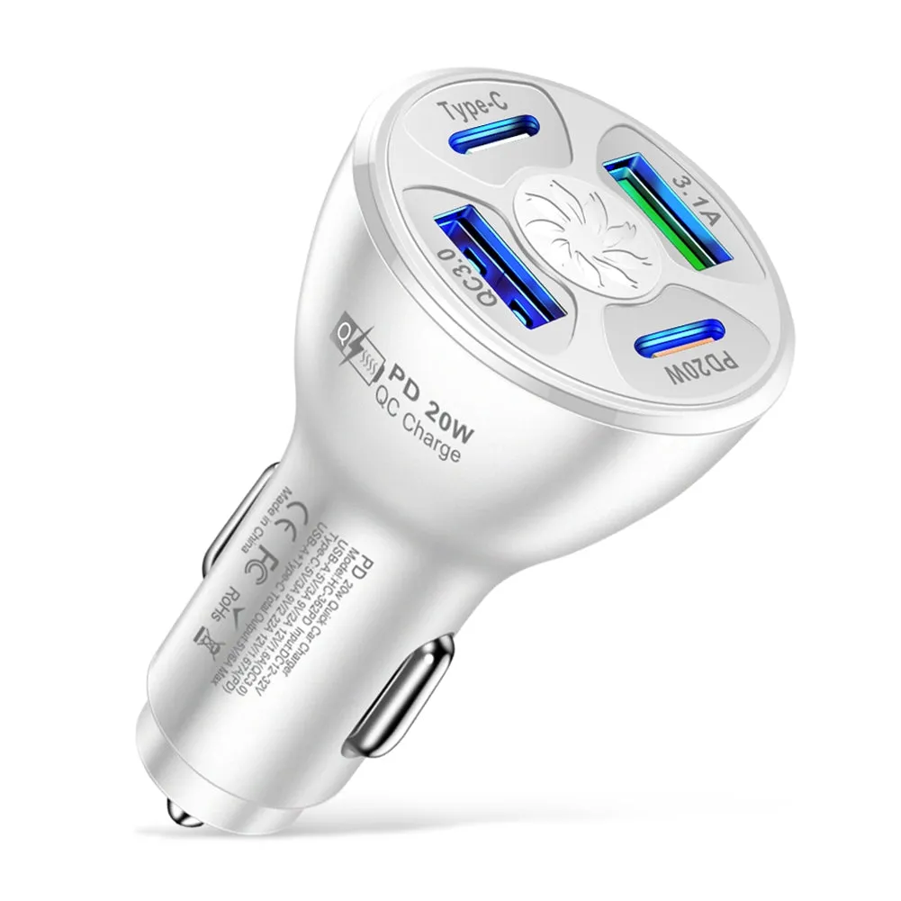 Usb Car Charger Fast Charging Adapter 20w Pd Qc3.0 Type 3.1a 2usb