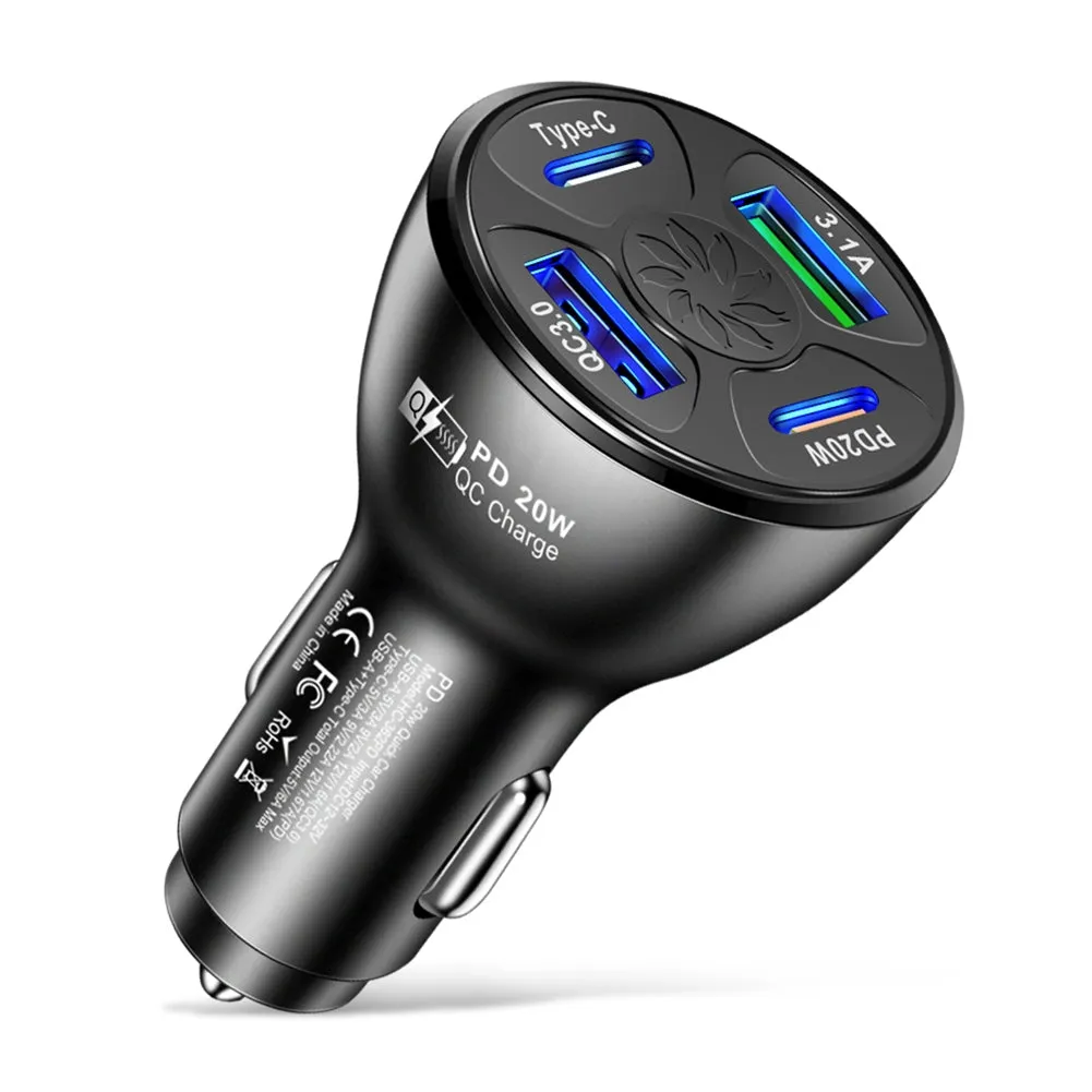 Usb Car Charger Fast Charging Adapter 20w Pd Qc3.0 Type 3.1a 2usb