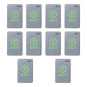 Visionis 10 Pack FPC-7555 VIS-7026 Indoor Touch Sensitive Type Standard Size Push To Exit Button For Door Access Control With LED NC COM And NO Outputs