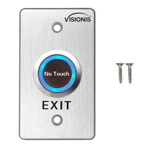 Visionis VIS-7029 - Indoor Stainless Steel No Touch Infrared Request to Exit Button with Time Delay Mid Size NO, COM and NC Outputs