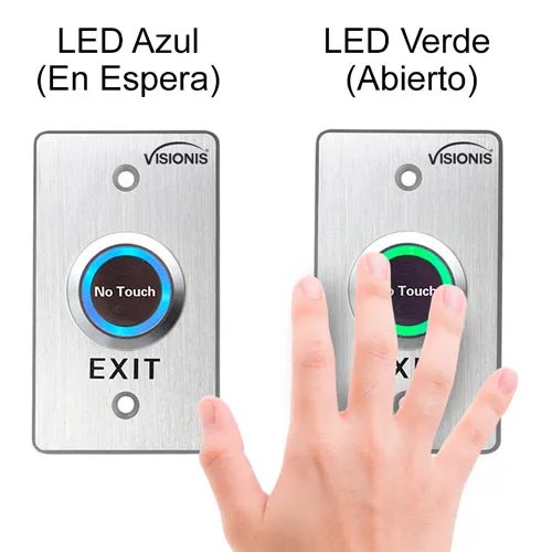 Visionis VIS-7029 - Indoor Stainless Steel No Touch Infrared Request to Exit Button with Time Delay Mid Size NO, COM and NC Outputs