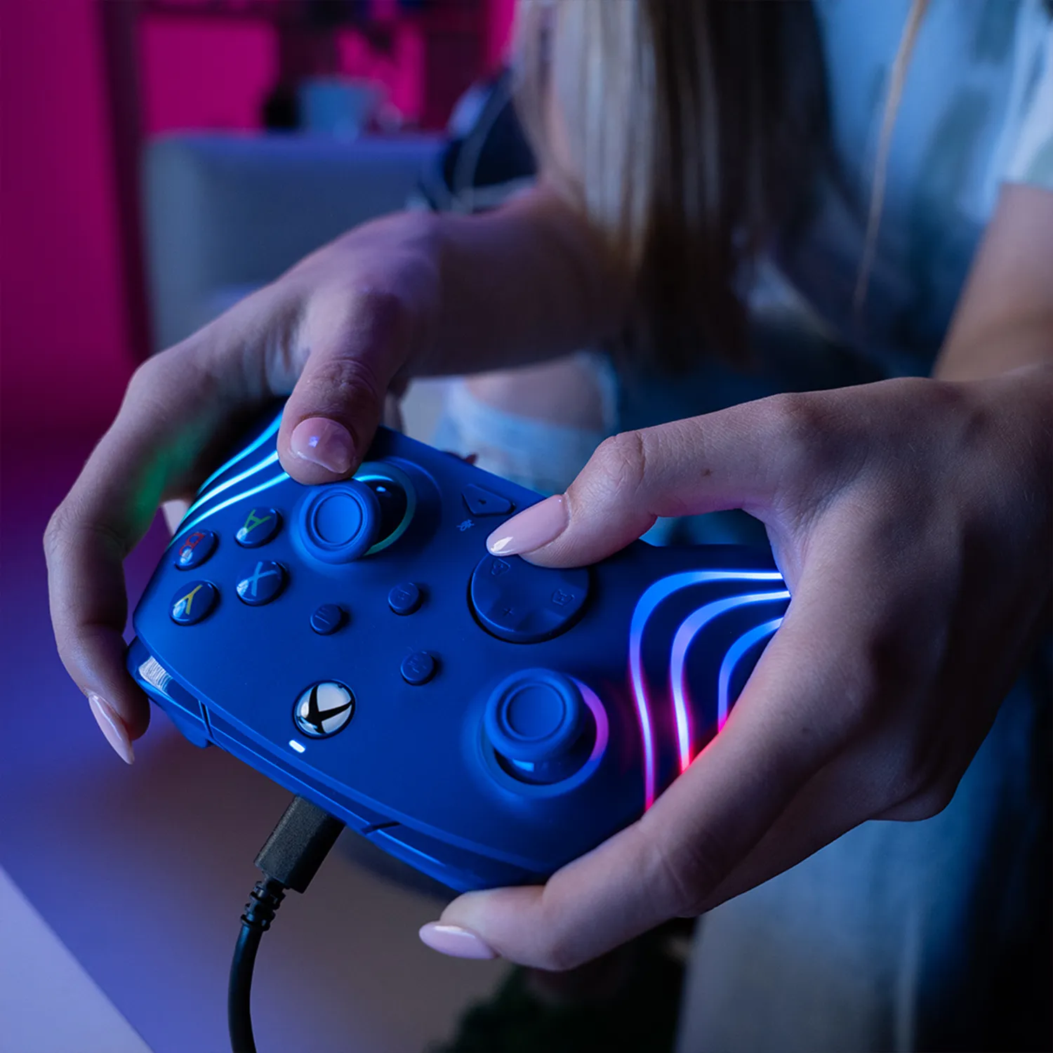 Xbox Series X|S & PC Blue Afterglow Wave Wired Controller