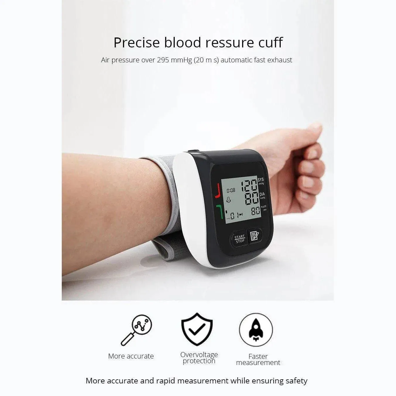 YK-BPW1 Digital LCD Wrist Blood Pressure & Pulse Rate Monitor Arrhythmia